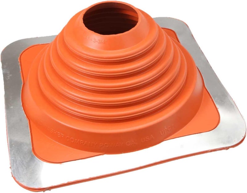 Fasteners Plus Store #4 Square Silicone Metal Roof Pipe Flashing Boot - Fits 2-3/4" - 7" Pipe OD - Red (Made in USA) - Image 1
